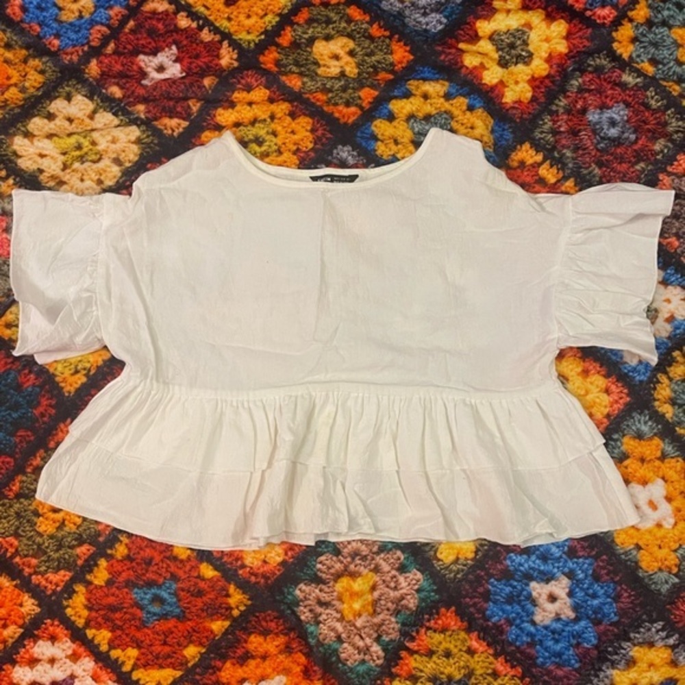 White Tiered Layer Babydoll Blouse